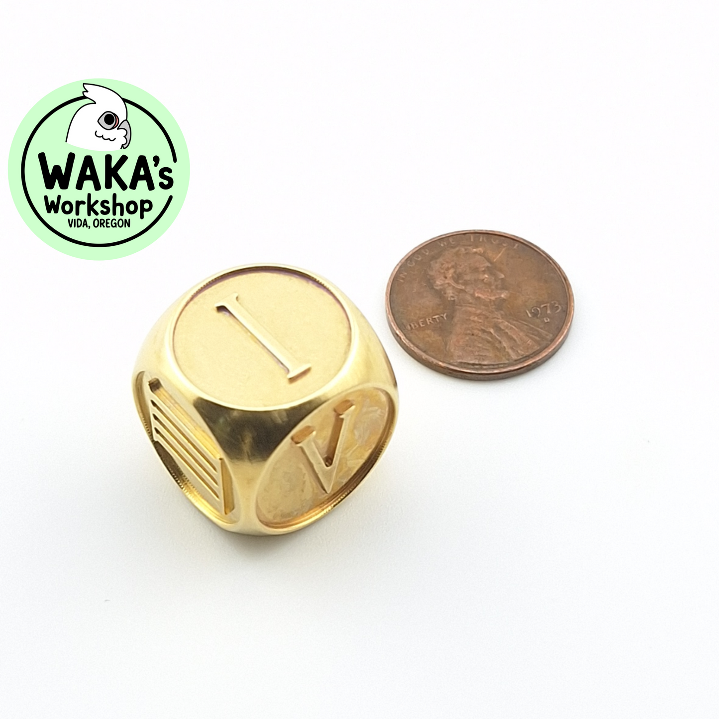 Roman Numerals - 18mm Large Brass D6 Dice - CNC Machined