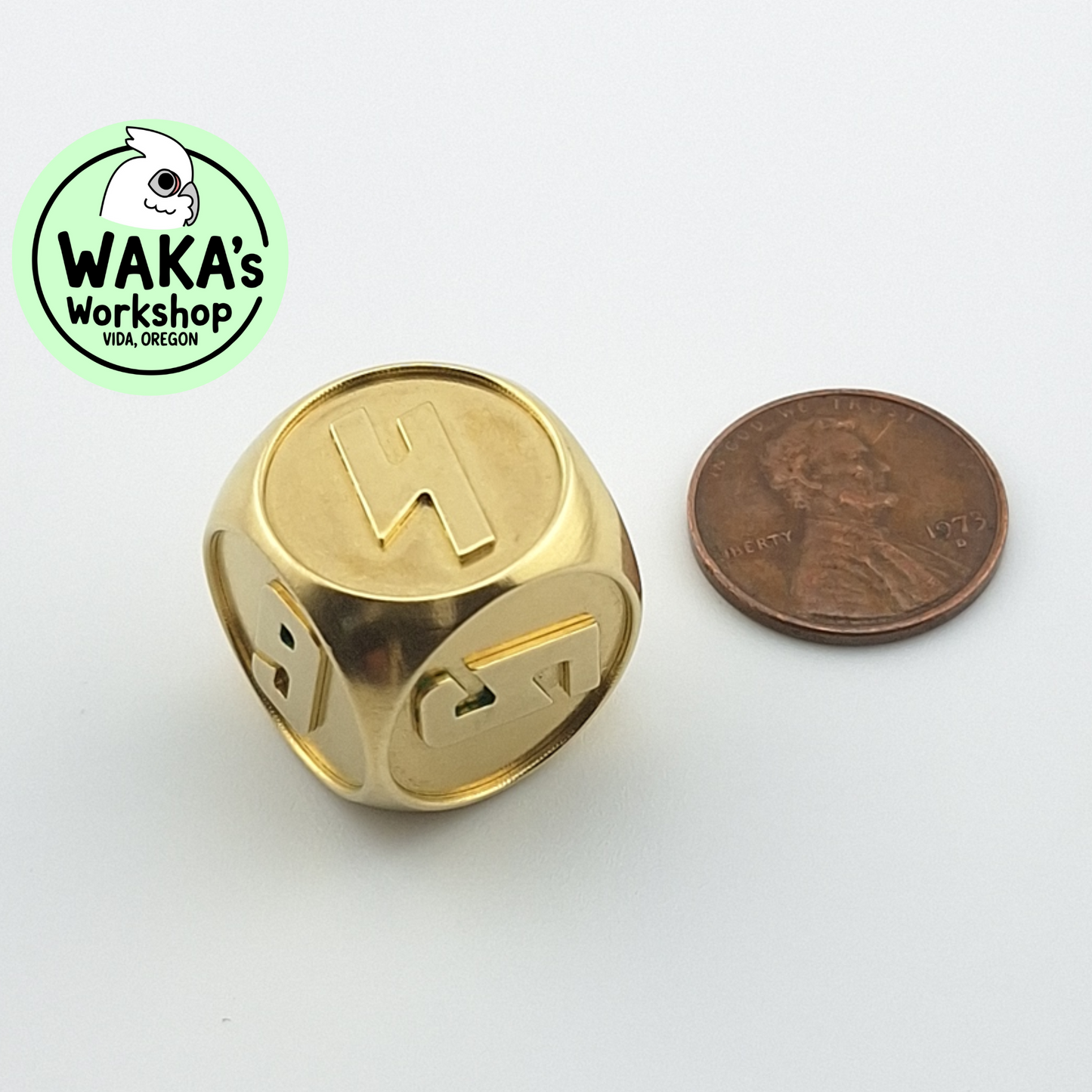 Star Space - 18mm Large Brass D6 Dice - CNC Machined