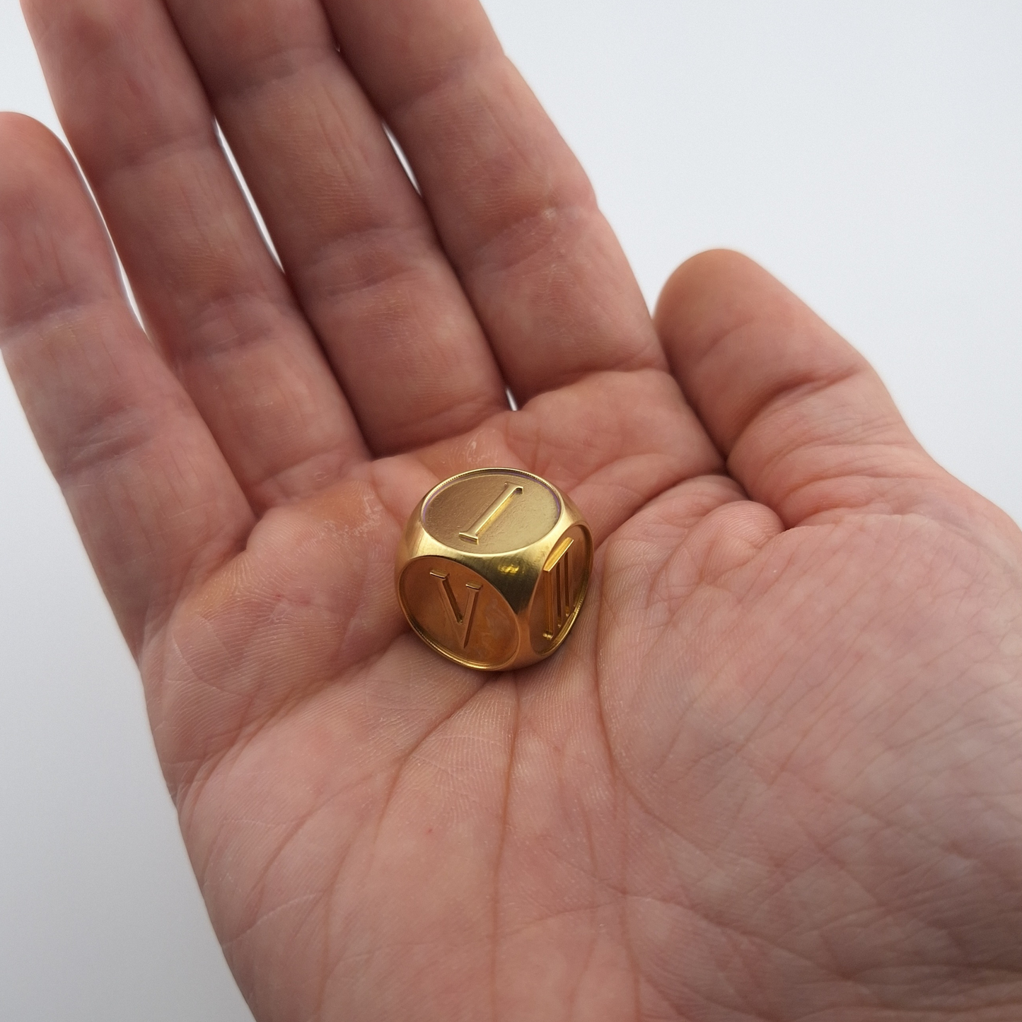 Roman Numerals - 18mm Large Brass D6 Dice - CNC Machined