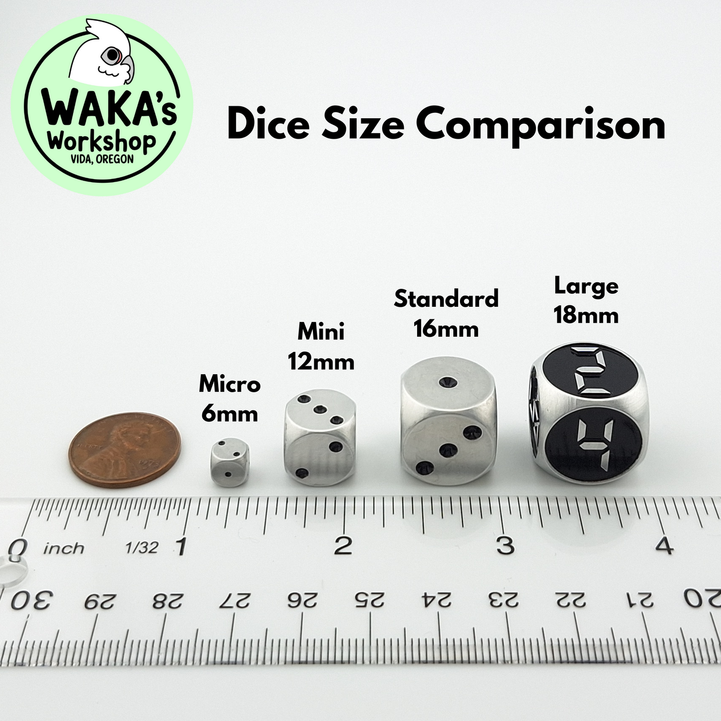 Roman Numerals - 18mm Large Aluminum D6 Dice - CNC Machined