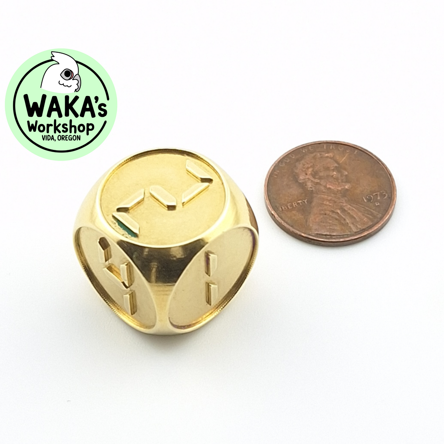 Digital - 18mm Large Brass D6 Dice - CNC Machined