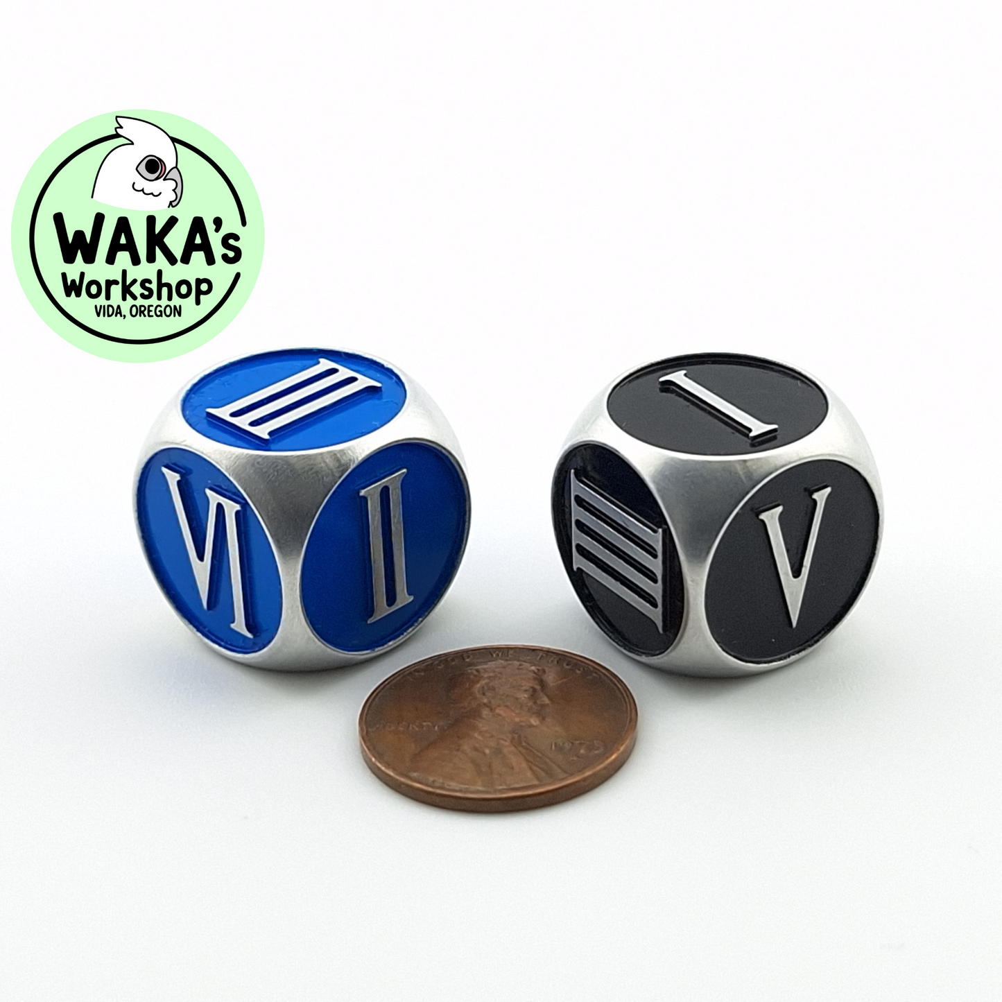 Roman Numerals - 18mm Large Aluminum D6 Dice - CNC Machined